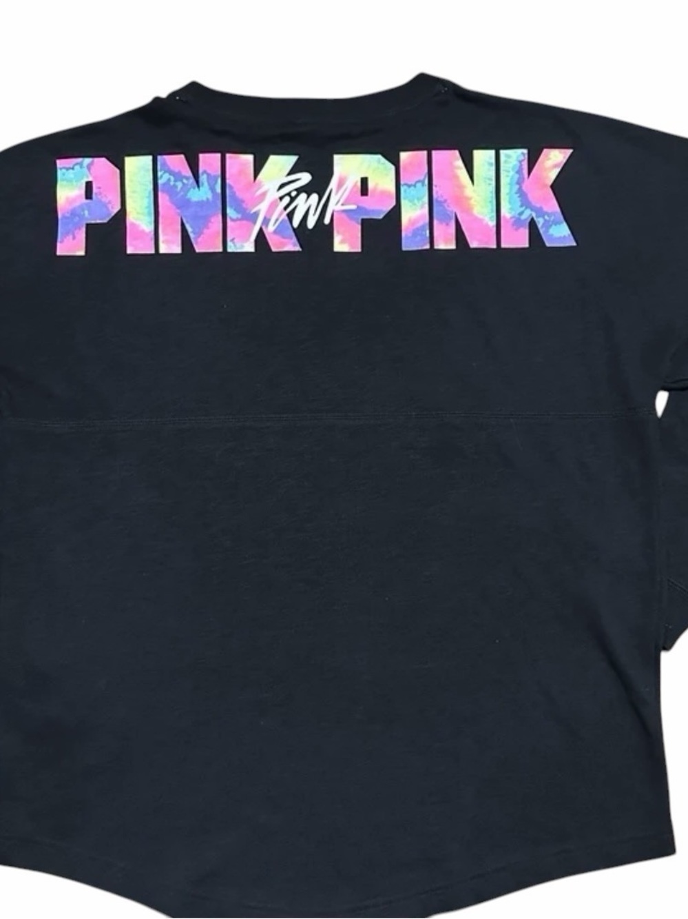 VICTORIA'S SECRET PINK VARSITY CREW LONG SLEEVE 2016  BLACK/MULTI  M - Picture 8 of 9